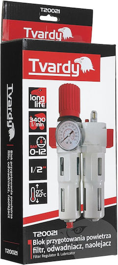 Professional Pneumatic Preparation Unit 1/2" 4 In 1 Tvardy T20021 Pressure Regulator Filter Lubricator