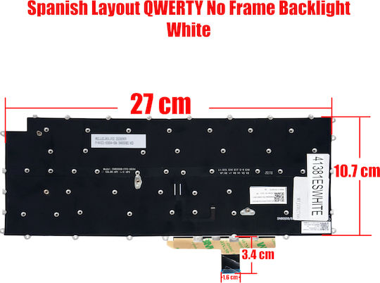 Spanish Laptop Keyboard for LG Gram 14z90p 14t90p 14z95p KT0120B7BK03ITA01 AEW74230112T SN8000B-FPC-X03H SN8000BU MBN664635XX AFP76386304 SG-A4920-2EA Unspecified Frame Backlit White Code 41381ESWhite