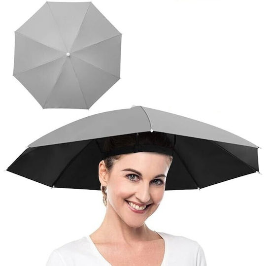 Umbrelă Tip Șapcă Flippy Diametru 69 Cm Bandă Elastică Pentru Cap Protecție Uv Ploaie Gri