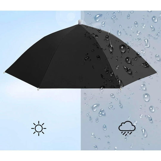 Umbrelă Tip Șapcă Flippy Diametru 69 Cm Bandă Elastică Pentru Cap Protecție Împotriva Ploii Și UV Albastru Deschis