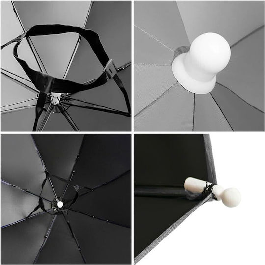 Umbrelă Tip Șapcă Flippy Diametru 69 Cm Bandă Elastică Pentru Cap Protecție Împotriva Ploii Și UV Albastru Deschis
