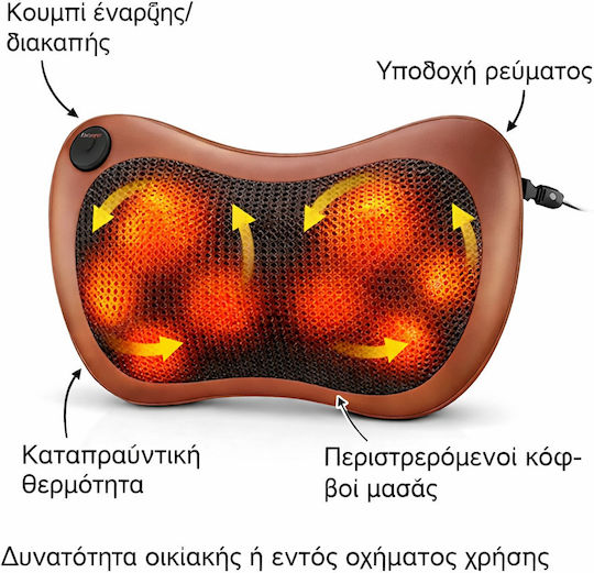 Andowl Shiatsu Massage Pillow for Neck Waist and Back with Heating Function
