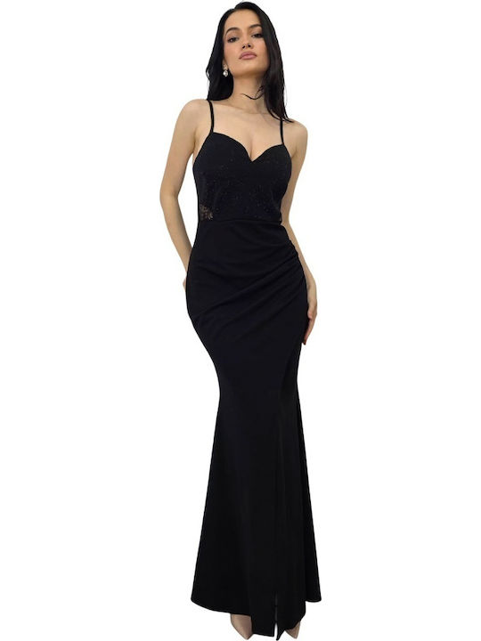 Abend Damenkleid Mit Spitze Schwarz