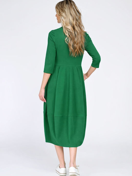 Rochie Midi Tricotată Verde