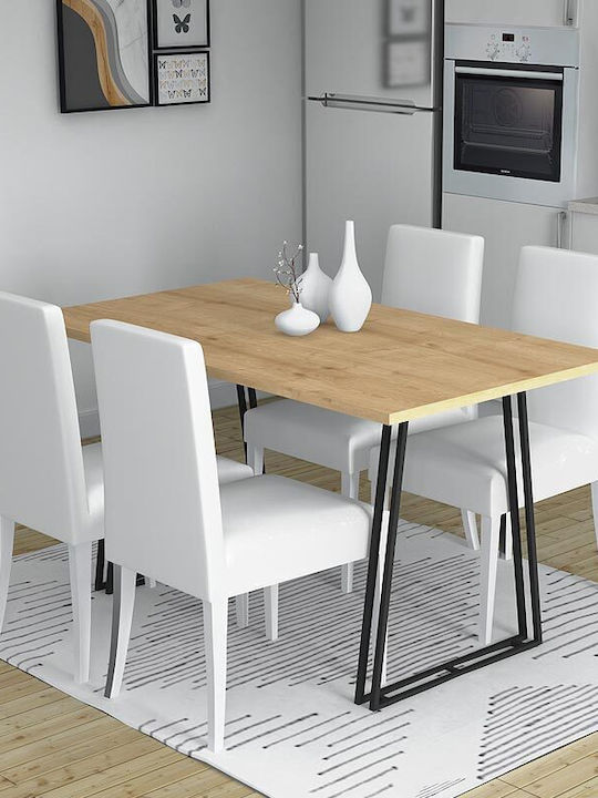 Gable Table Kitchen Wooden with Metal Frame Black / Sonoma 140x80x76cm