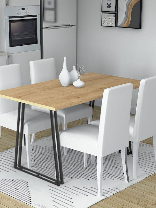 Gable Table Kitchen Wooden with Metal Frame Black / Sonoma 140x80x76cm
