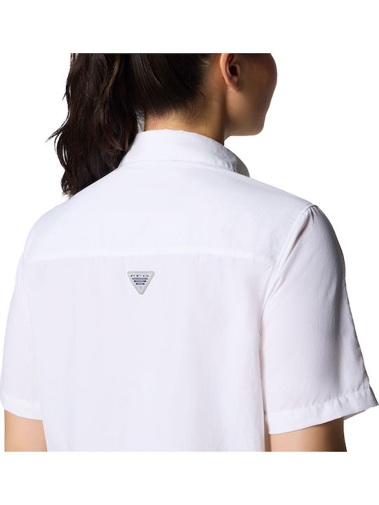 Pfg Women's Summer Short Sleeve White Blouse