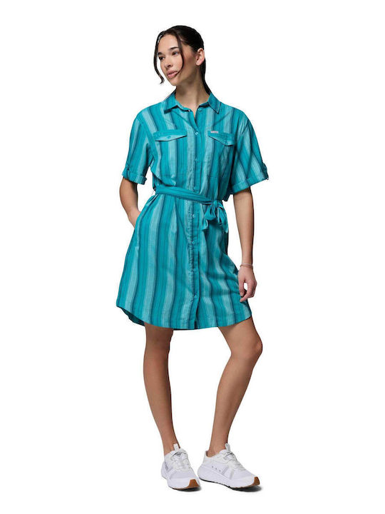 Sommer Mini Hemdkleid Blau
