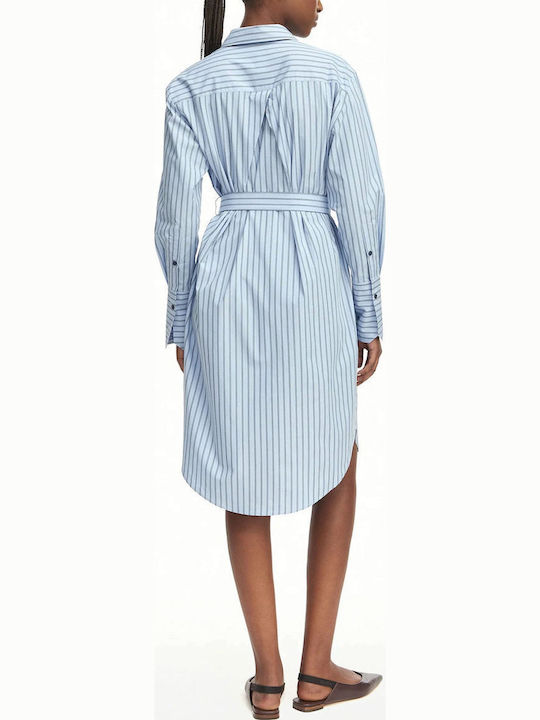 Mini Shirt Dress Long Sleeve Light Blue