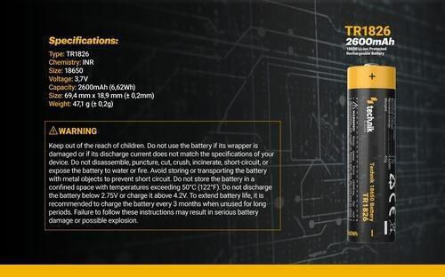 Technik Επαναφορτιζόμενη Μπαταρία 18650 2600mAh 3.7V