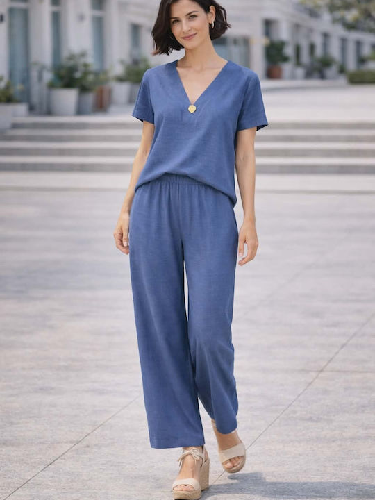Women's Blue Set with Trousers with Rubber Band