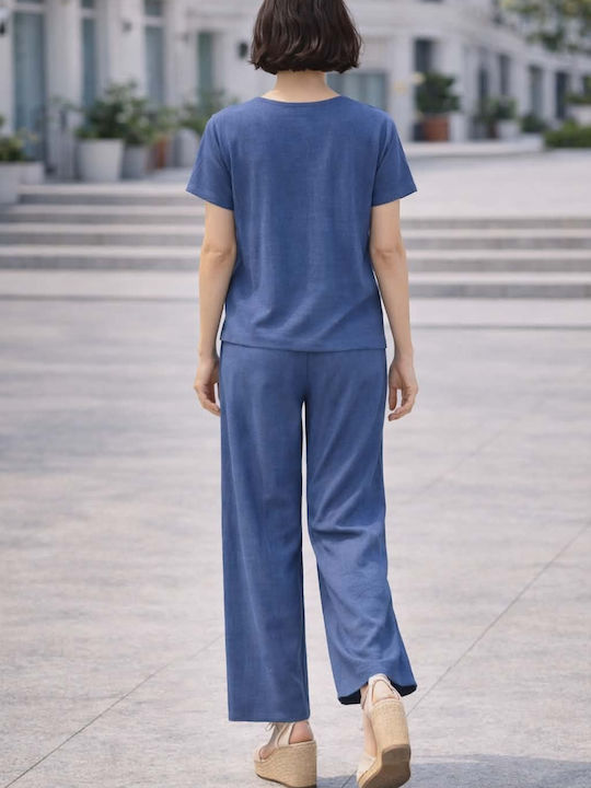 Women's Blue Set with Trousers with Rubber Band