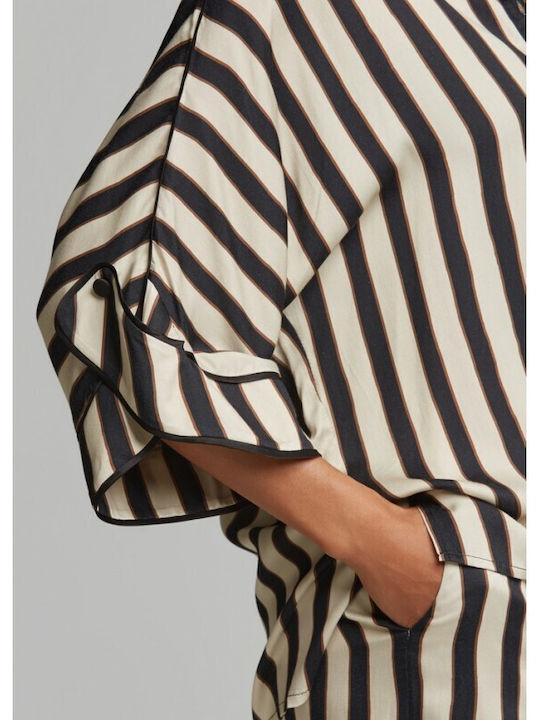 Long Sleeve Women's Shirt Black Striped