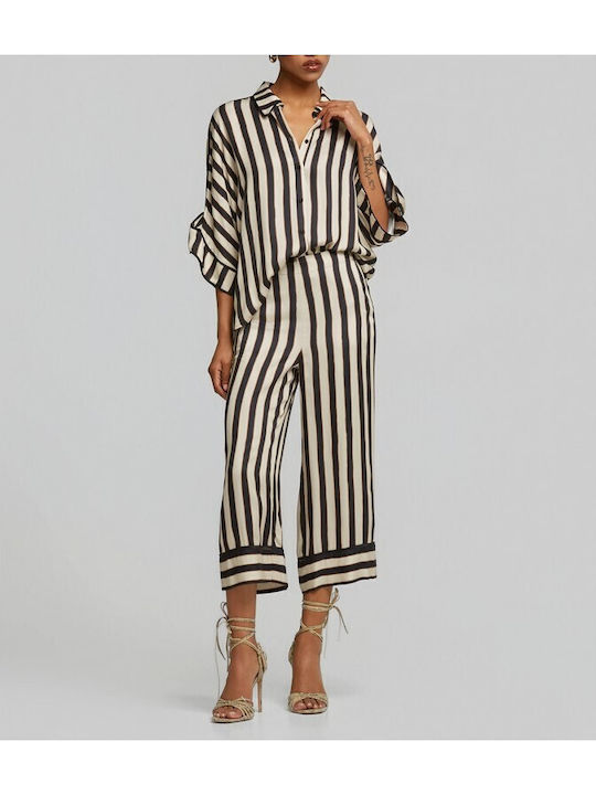 Long Sleeve Women's Shirt Black Striped