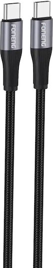 Foneng USB 2.0 Cable USB-C Male - USB-C 60W PD Black 1m