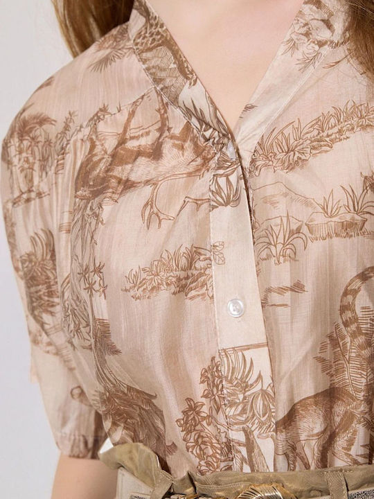 Short Sleeve Women's Shirt Brown