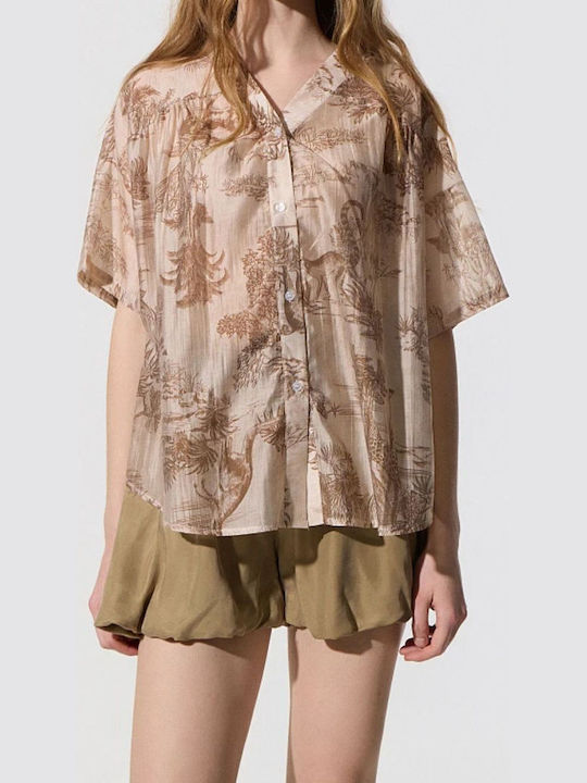Short Sleeve Women's Shirt Brown