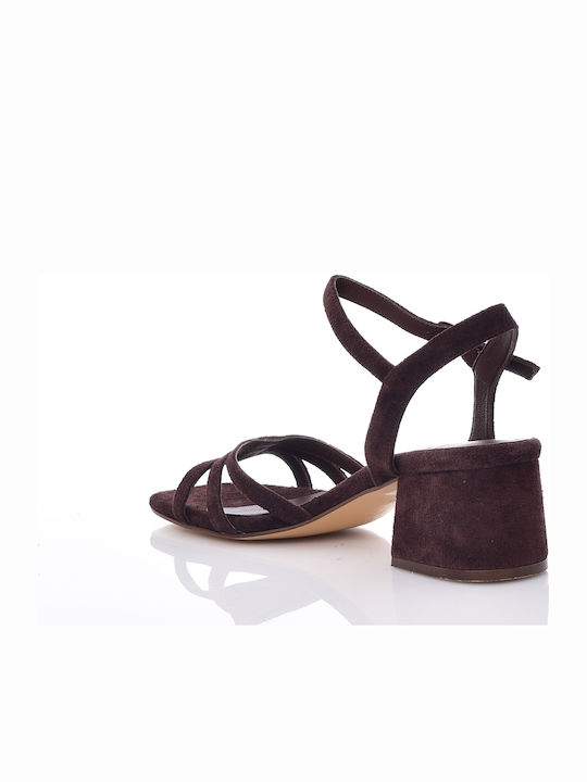 Suede Damen Sandalen Braun