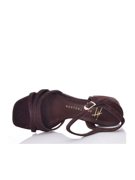 Suede Damen Sandalen Braun