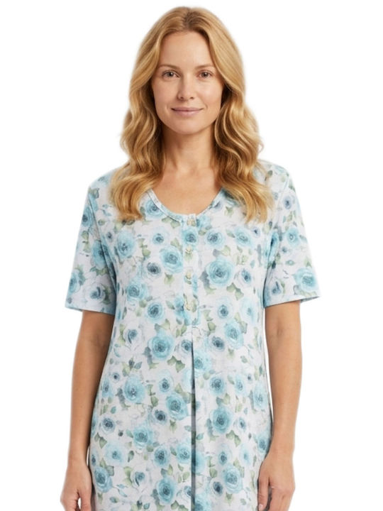 Giota Summer Cotton Women's Light Blue Nightgown