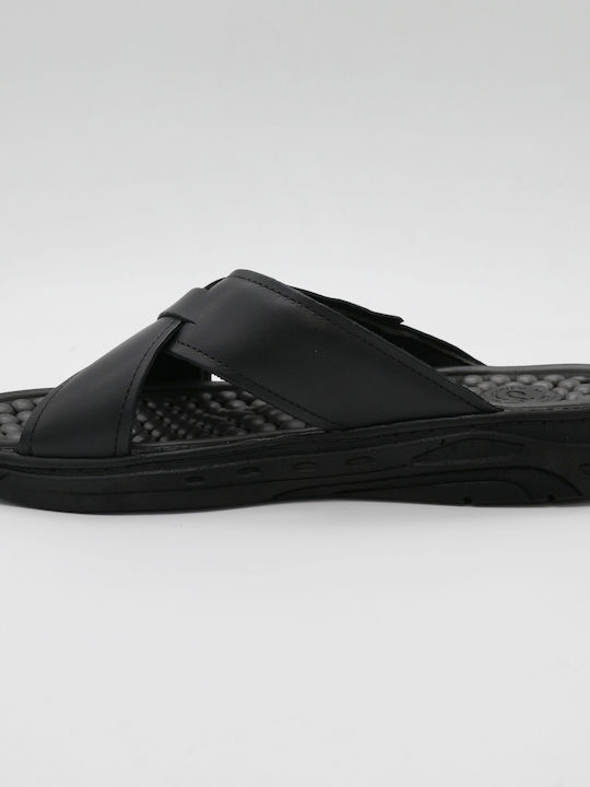 Leather Men's Sandals in Black Color