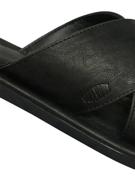 Leder Herrensandalen in Schwarz Farbe