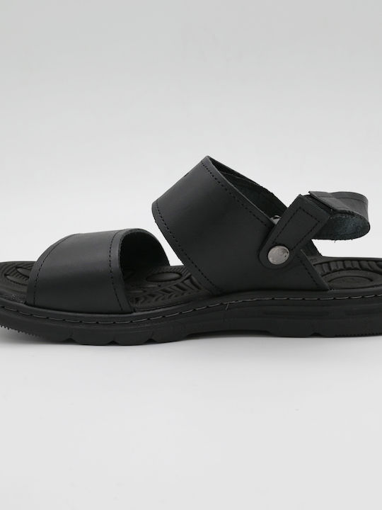 Leder Herrensandalen in Schwarz Farbe