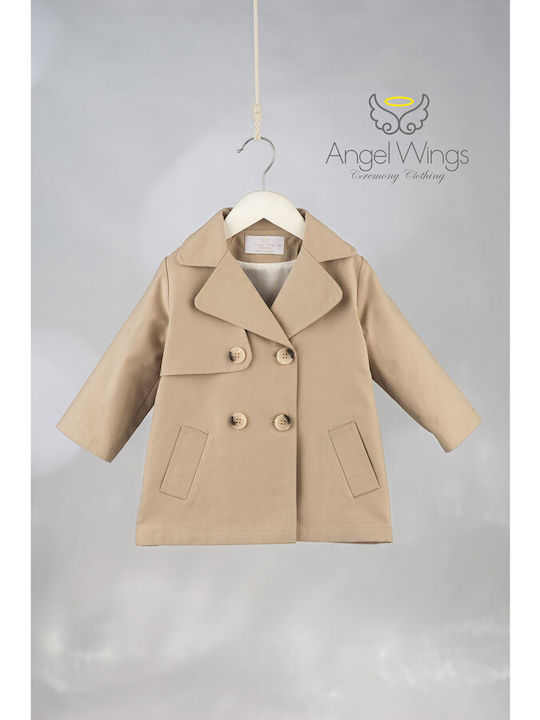 Baptism Coat for Boy Beige 330192 Angel Wings Aw-3301902