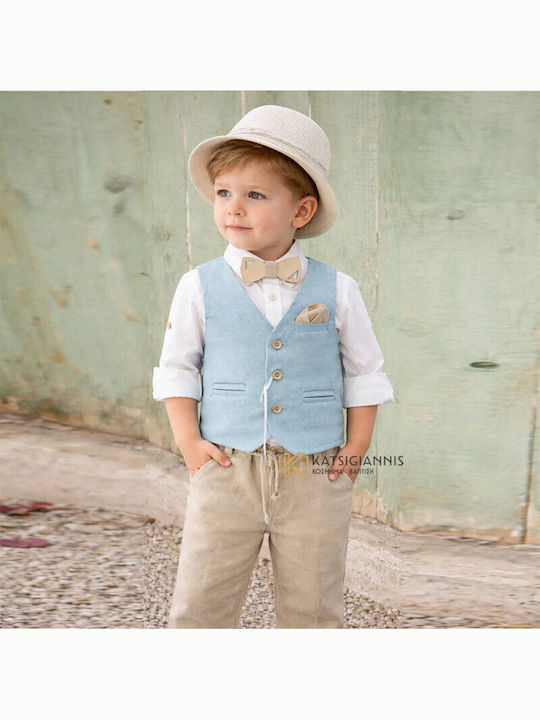 Guy Laroche Boys Baptism Suit with Vest 6pcs Brown