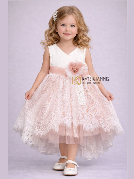 Carousel Rosa Taufset Kleidung mit Haar-Accessoires , Strickjacke & Kleid aus Tüll 3Stück