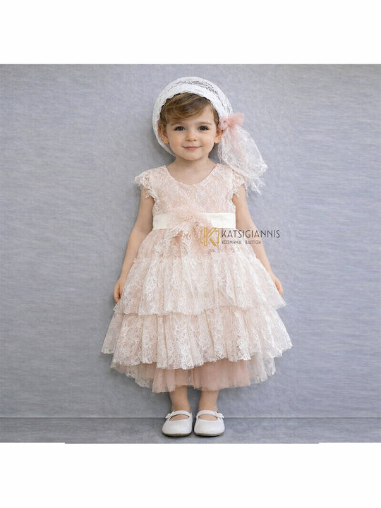 Carousel White Baptism Clothing Set with Hair Accessories , Cardigan & Dress made of Lace 3pcs