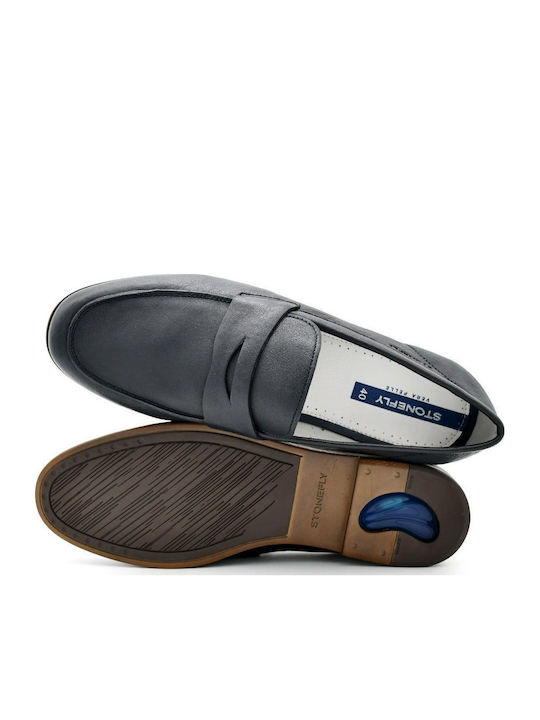 Steve 4 Leather Men's Loafers in Blue Color