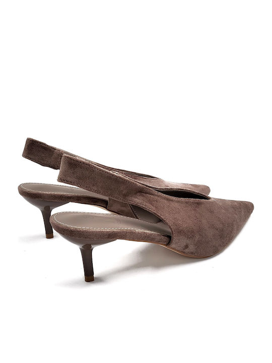 Pantofi Cu Toc Maro LE129-12 Taupe
