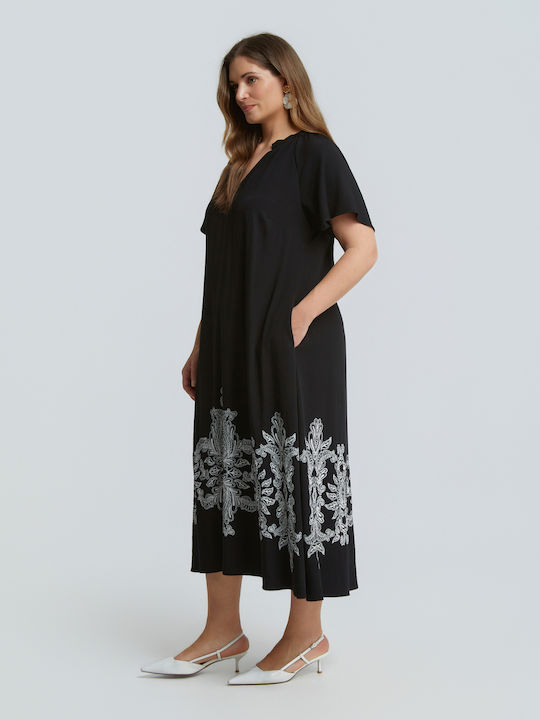 Rochie De Vară Midi Pentru Nuntă Botez Neagră 8501.7240.NETTO-black