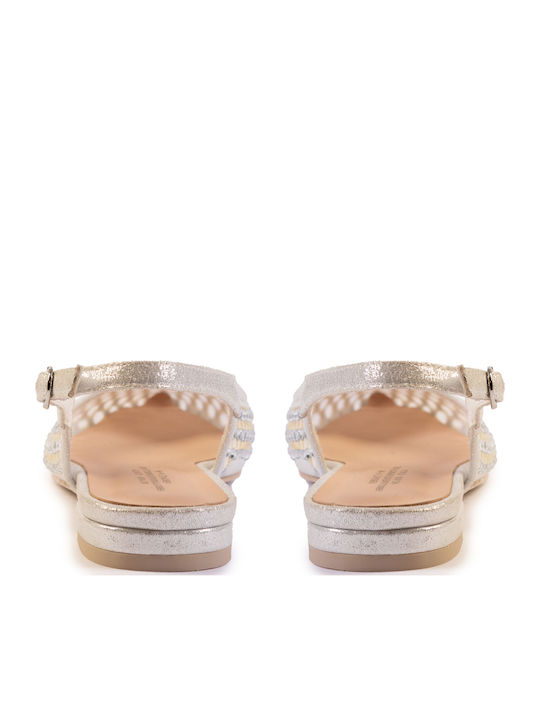 Damen Ballerinas Aus Leder In Silber Farbe