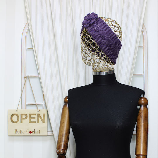 Bentiță Tricotată Pentru Femei 100% Acrilic ButicCochet Floare O Mărime Violetă Bnt395