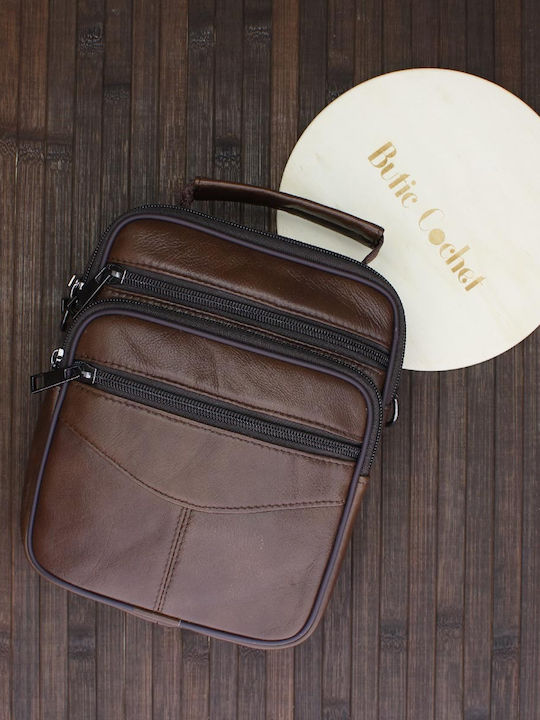 Leder Damen Schultertasche Braun
