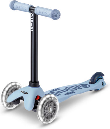 Micro Kinderroller Deluxe Rock And Go 3-Rad mit LED-Beleuchtung für 12 Monate Ocean Slate