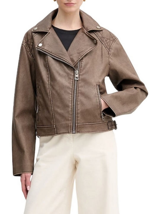 Damen Biker Jacke Braun