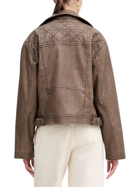 Damen Biker Jacke Braun