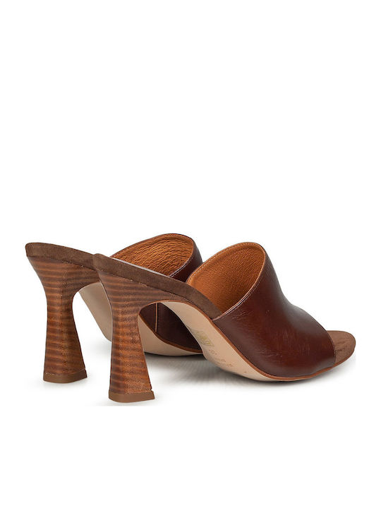 Mules With High Heel In Brown Colour