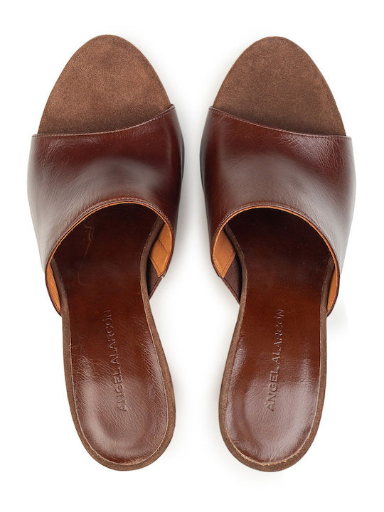 Mules With High Heel In Brown Colour