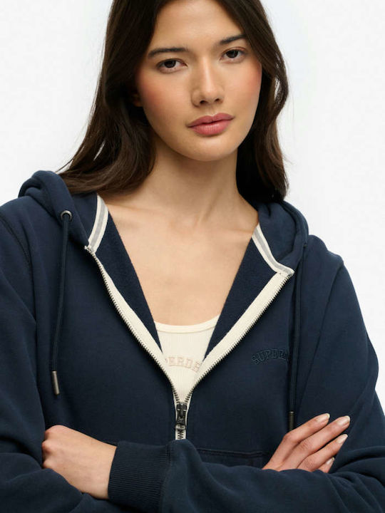 'Essential Logo' Women's Hooded Sweatshirt Cardigan Blue