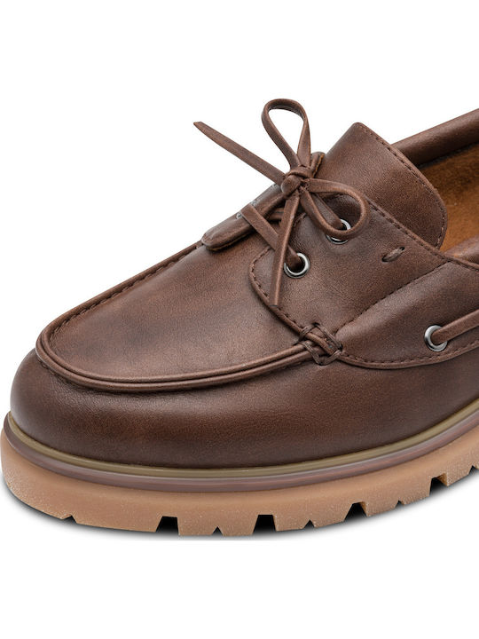 Δερμάτινα Γυναικεία Boat Shoes σε Καφέ Χρώμα