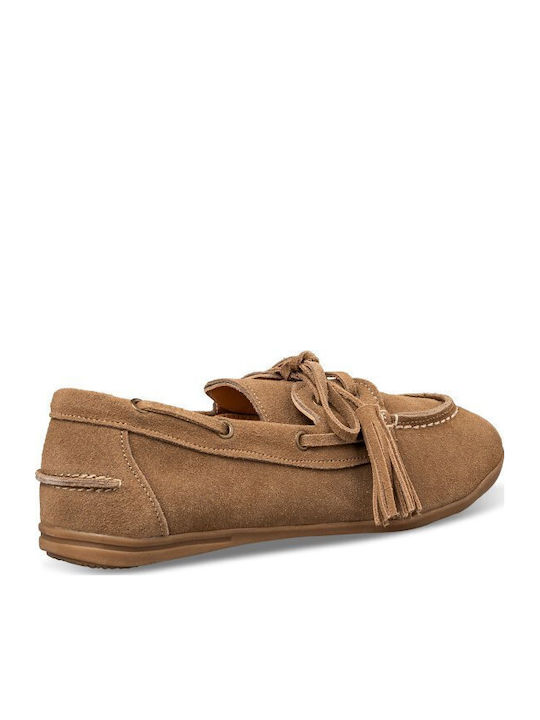 Leather Women's Boat Shoes in Brown Colour
