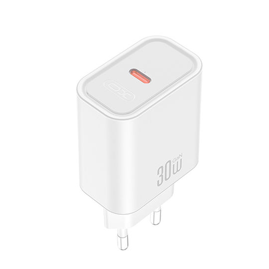 XO GaN Wall Charger Without Cable with USB-C Port 30W Quick Charge 2.0 / Quick Charge 3.0 / Quick Charge 4.0 White (CE41)
