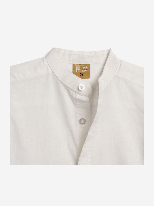 Kids Short-Sleeved Linen Ecru Shirt