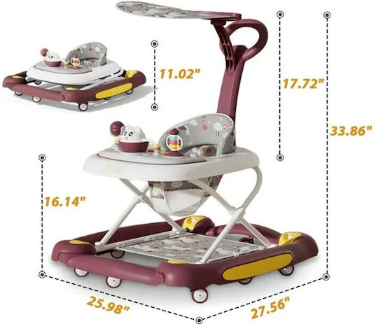 Little Mom Baby Walker with Music for 6+ Months Red