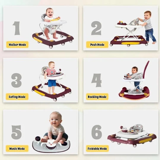 Little Mom Baby Walker with Music for 6+ Months Red