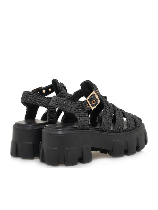 Γυναικεία Σανδάλια Flatforms Μαύρα